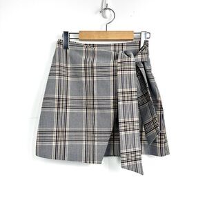 Aritzia Wilfred Wrap Front Plaid Mini Skirt Sz 0